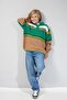 Boy's Striped Polo Collar Knit Sweater - G152782 - Green - 2