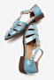 Belivya Women's Genuine Leather Sandals Blue - 5