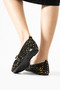 Gold Sequin Glittery Buckle Detail Women's Stylish Casual Ballet Flats - 8