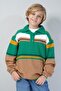Boy's Striped Polo Collar Knit Sweater - G152782 - Green - 5