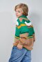 Boy's Striped Polo Collar Knit Sweater - G152782 - Green - 3