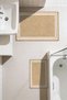 Punto Jute Look White Line Digital Printing Non-Slip Double Bath Mat Set 40X60 60X100 - 2