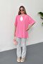 Women's 100% Cotton T-Shirt with Scarf Accessory Pink - 26Y 26509