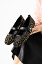 Gold Sequin Glittery Buckle Detail Women's Stylish Casual Ballet Flats
