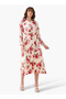Midi Satin Wrap Dress with Floral Print - 2