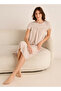 Midi Night Dress Short Sleeves with Floral Print Viscose - 2