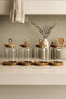 4-Piece Borosilicate Jar Spice Set with Handles and Lids on Acacia Stand for Legumes 480 ml - 2