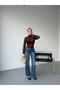 Women's Stand Collar Transparent Flocked Shawl Pattern Printed Tulle Blouse - 5