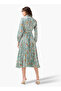 Midi Satin Wrap Dress with Floral Print - 4