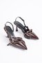 Women's Stiletto Pointed Toe Open Back Studded Detailed Heeled Shoes Mary Kahve