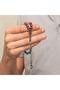 Silver Ball Kazaz Tassel Transparent Blue Crimped Amber Prayer Beads - 7