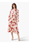 Midi Satin Wrap Dress with Floral Print