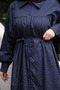 Navy Blue Oversize Stoned Buttoned Gabardine Tunic - 4