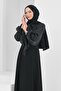 Black Balloon Sleeve Evening Dress with Stone Detail - 3