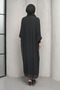 Black Stone Embellished Double Abaya Set - 5