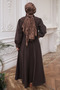 Brown Collar Detailed Crop Shirt Skirt Set - 5