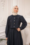 Navy Blue Collar Detailed Crop Shirt Skirt Set - 3