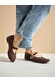 Ali̇a Suede Look Buckle Detailed 1 cm Low Heel Comfortable Mary Jane Ballerinas - 3