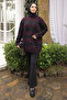 Black/Purple Glittery Striped Knit Sweater - 2