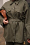 Khaki Snap Fastener Gabardine Jacket and Trousers Set - 3
