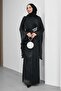 Black Waist Stone Embellished Chiffon Evening Dress - 2
