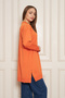 Women's Crew Neck Slit Oversize Orange Knitwear Sweater - 3