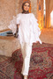 White Ruffled Shirt with Elastic Sleeves - 2