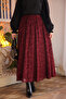 Burgundy Elastic Waist Lined Flocked Printed Tulle Skirt