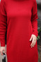 Red Stand Collar Ribbed Knit Dress - 4