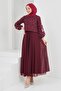 Burgundy Beaded Evening Dress