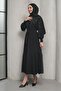 Black Beaded Embroidered Double Abaya Set - 3