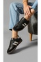 Women's Black and White Lace-Up Casual Sneaker 2cm Byndsmb01 - 4
