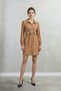 Brown Accessory Detailed Above-Knee Crepe Dress