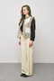 Women's Wide Collar Special Embroidered Natur Vest - 4