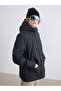 Xside Black Standard Fit Hooded Men's Coat