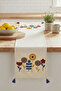Buldan Handmade Floral Pattern Embroidered Blue Tasseled Cotton Runner (40X130 cm) - 5