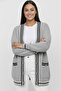 Women's Button-Front Double-Pocket Striped Plus Size Knitwear Cardigan - 2