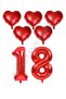 Rönesans Red Color 18Th Birthday Foil Balloon Celebration Set