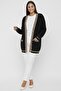 Women's Button-Front Double-Pocket Striped Plus Size Knitwear Cardigan - 3