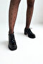 Black Patent Leather Block Heel Heeled Shoes P9092 - 7