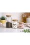 3-Piece Glass Storage Jar Set 1300-850-630 ml Thick Glass with Wooden Vacuum Lid