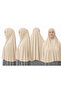Ready-To-Wear Turban Veil Practical Scarf Hijab with Niqab - Prayer Covering Sufle (3XL) - Beige - 2
