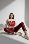 Crew Neck Embossed Large Heart Embroidered Knitwear