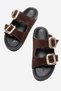 Lusino Women's Genuine Leather Slippers Brown Suede - 4
