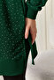 Women's Emerald Green Slit Tunic with Crystal Stone Accessories - 2