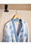 Victorine 100% Cotton Women's Muslin Bathrobe - White/Blue - Natural Collection - 5