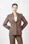 Jacket with Collar Pockets Modern Women's Jacket - Brown - 5