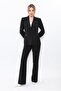 Jacket with Lapel Pockets Modern Jacket & Spanish-Cut Trousers with Pockets Women's Suit-Black - 5