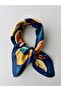 Navy blue patterned colorful modal women's scarf bandana 50x50 cm standard size hair neck bag accessory - 3