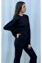 Women's Black Modal Fabric Soft Touch Sweatshirt - 2
